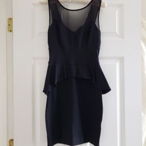 Black peplum bodycon dress bebe size XS